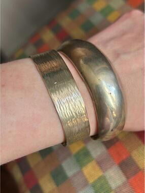 Vintage Sterling Silver Cuff Bracelets Set Hammered Mexico Stack